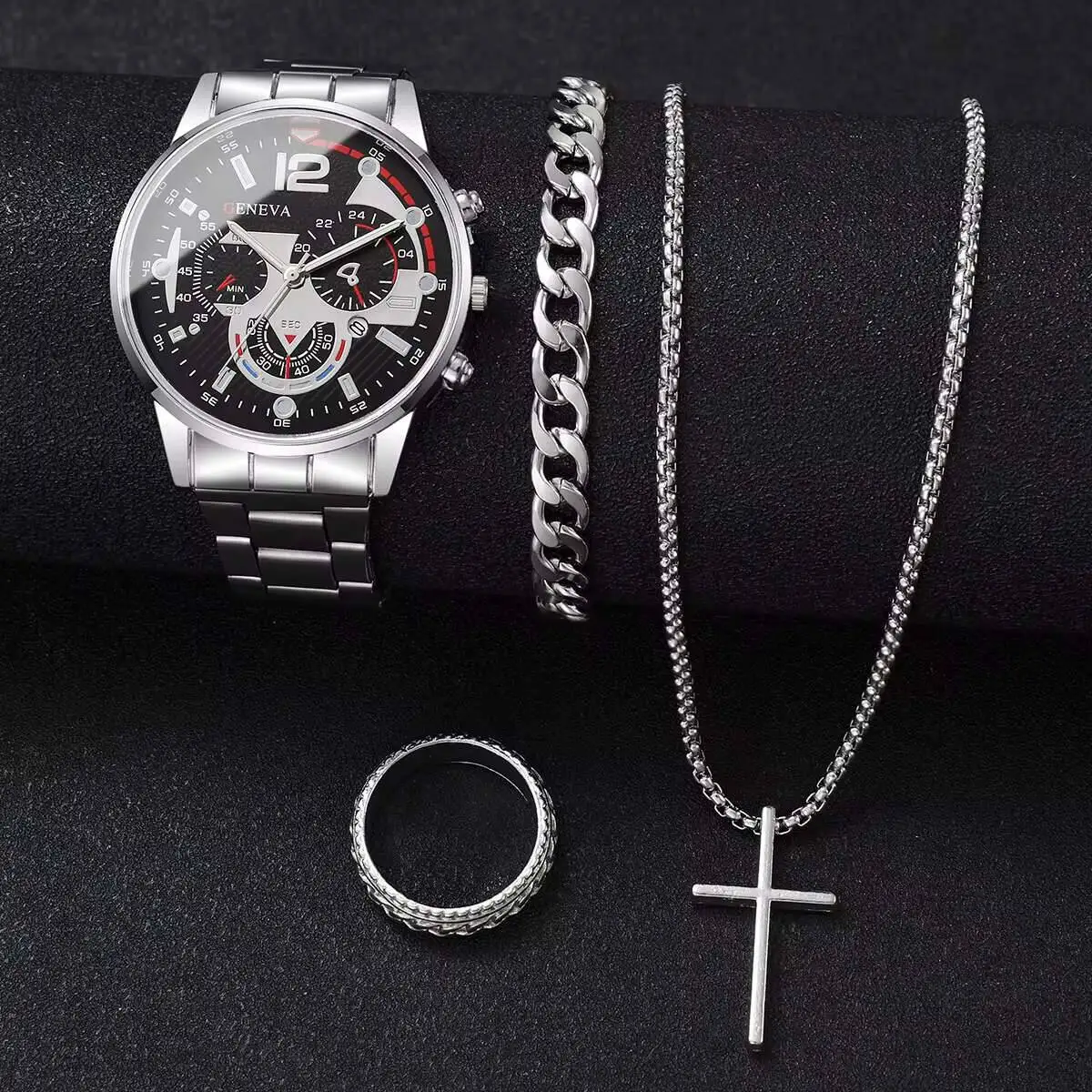 4PCS/Set Fashion Men Business Watches Analog Quartz Watch for Mens Clock Reloj Hombre（Without Box）