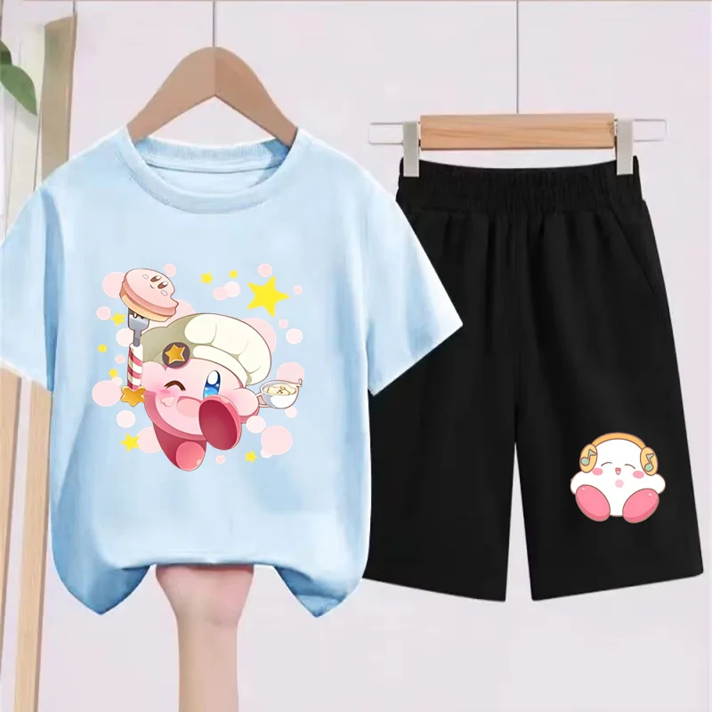 

Cute and Fun Cartoon KidT-shirt Set For Boys and Girls Aged 2-12 Casual Street Short Sleeved Shorts T-Shirt 2-Piece Set O-Neck