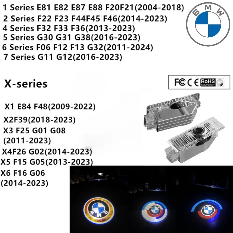 

Car door LED light Welcome logo for BMW M X1 X2 X3 X4 X5 X6 X7 F15 E90 E92 E60 E61 E65 F01 F02 F15 F30 M5 G30 G38 lighting.