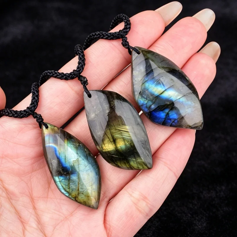 1pc Natural Crystal Labradorite Leaf Mineral Specimen Decorative Collection Craft Gift