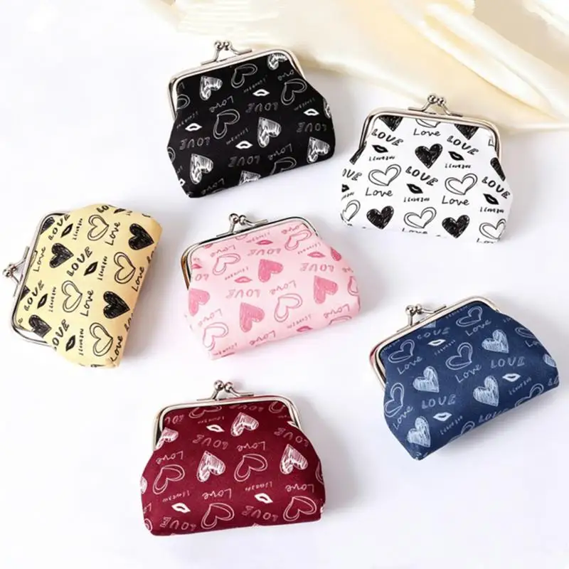 S Coin Purses Lady Small Wallet For Women Heart Pattern Hasp Coin Purses Money Change Pouch Female Handbag