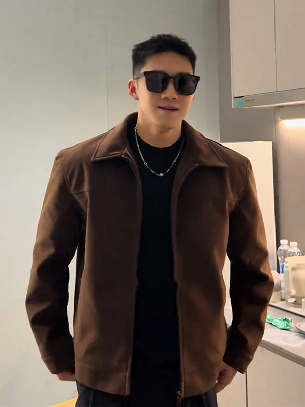 

Мужская куртка в американском ретро-стиле с коротким воротником, с подплечниками, из замши, повседневная, свободного кроя, молодежная, осенняя мода