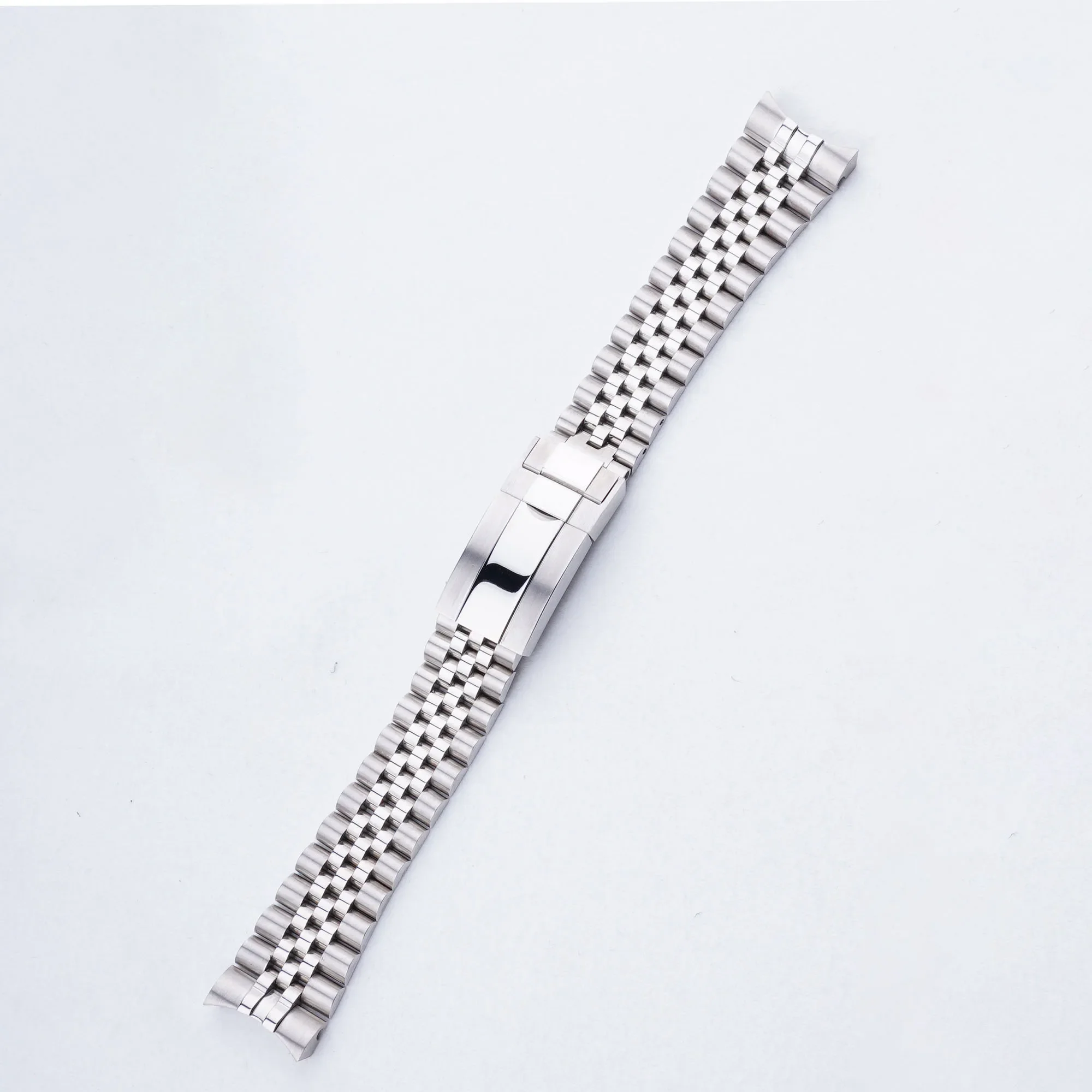 Rolamy 20mm Silver Stainless Steel Replacement Wrist watchband Strap Bracelet Jubilee with Oyster Clasp For Subamriner