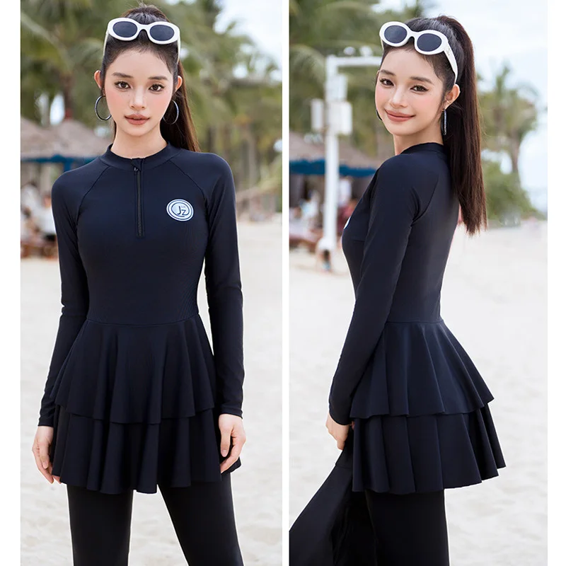 

Women's Rashguard 4pcs/set Swimdress with Leggings Bkini Compression Fit Surf Hiking Volley Workout Yoga Quick-Dry Swimsuits