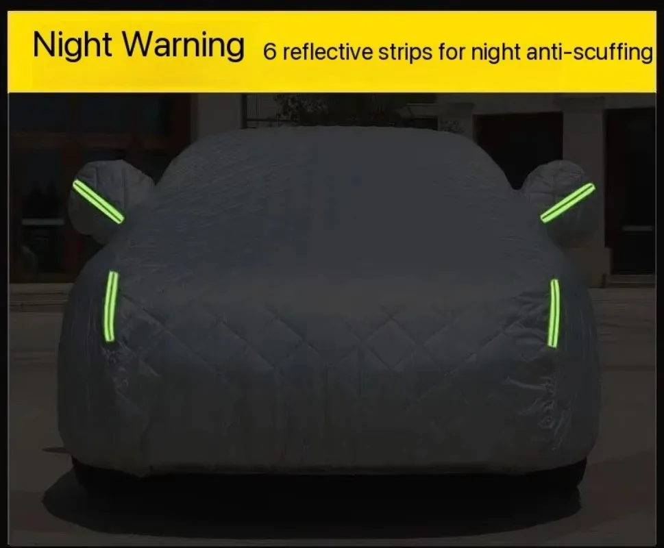 Car Thickened Black PP Padded Cotton Outdoor 210g Hail Proof Car Cover