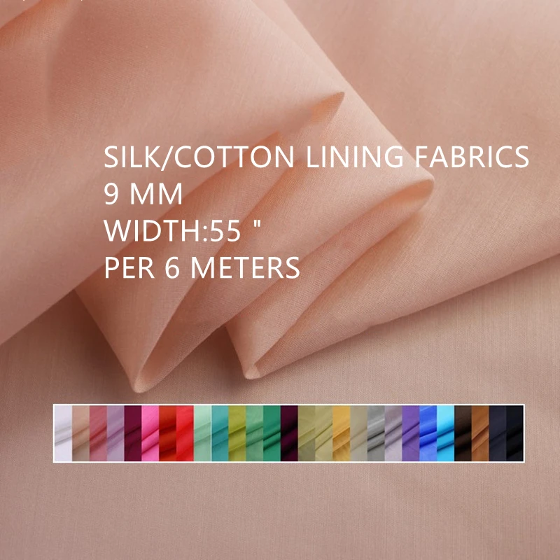 9MM Silk/Cotton Lining Fabrics For Sewing  Per Meter Quilting For Patchwork Soft Thin Cloth For Dress DIY Handwork Telas Tissu