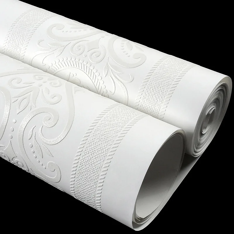 White Diatomite Effect Wallpaper Vertical Stripe European Style Bedroom Living Room Hagibis Wall Fabric Non Woven Wallpaper