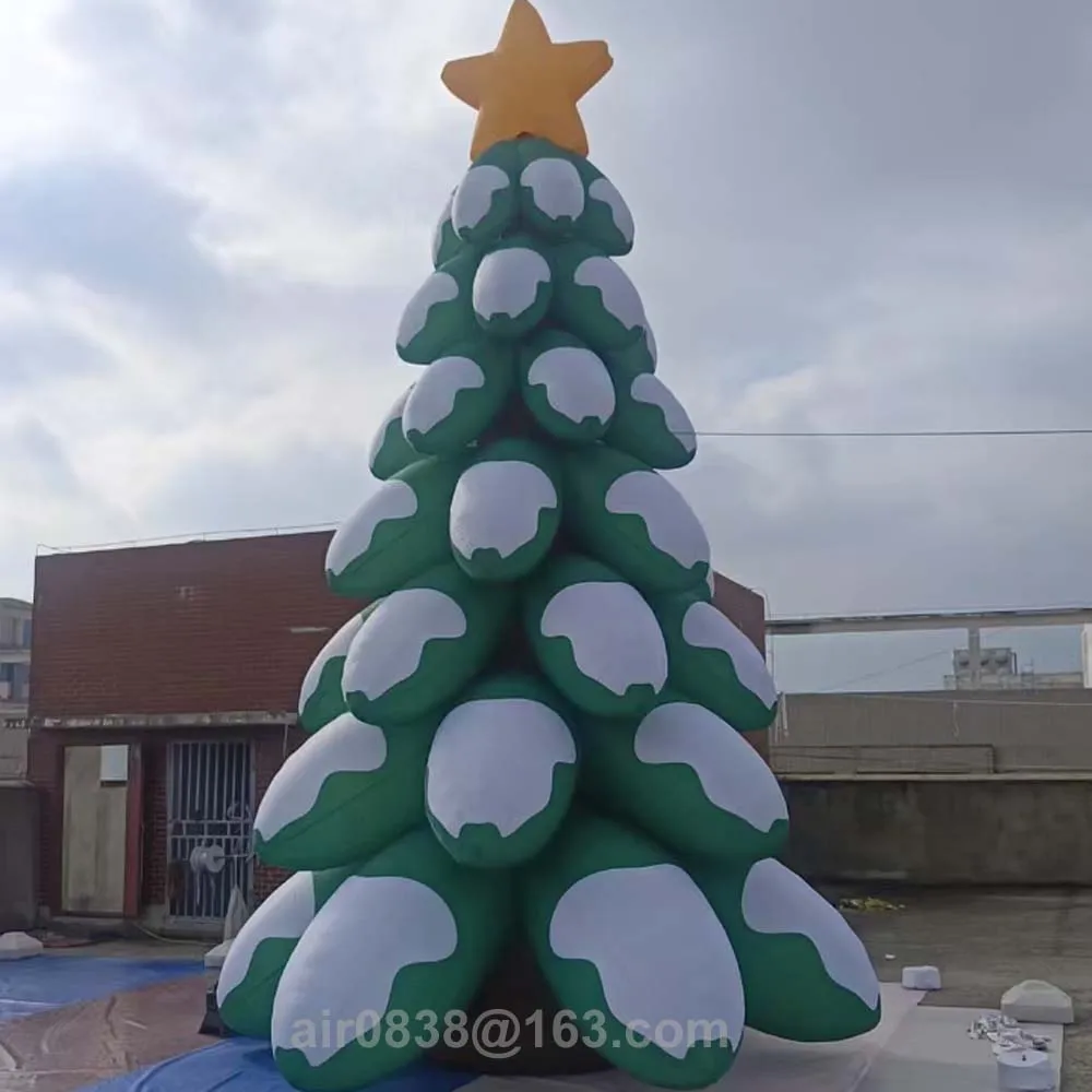 Snowy Giant Inflatable Christmas Tree Artificial Snowing Tree With Led Lights And Blower For Outdoor Xmas Festival Decoration