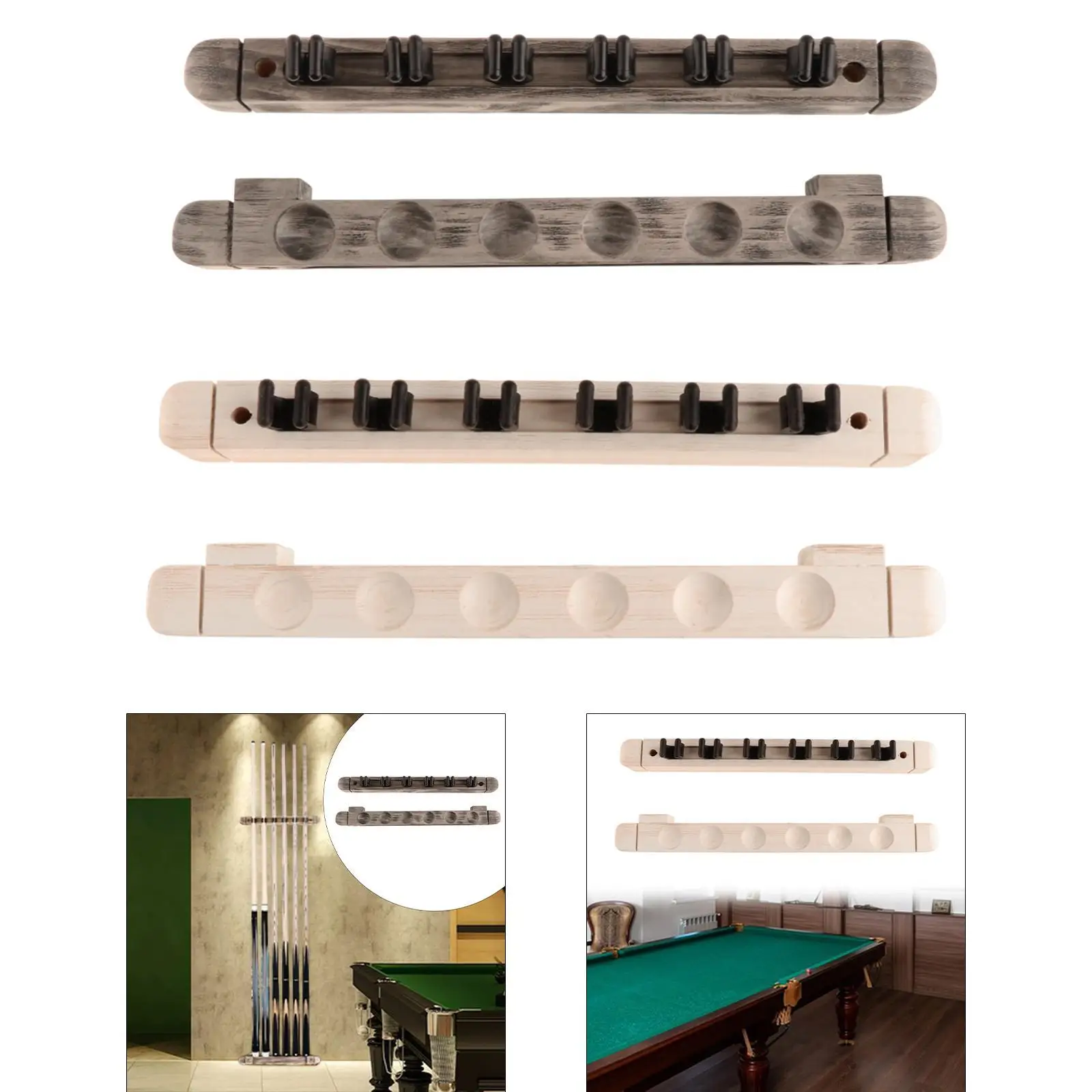 Pool Cue Rack for 6 Cues Pool Stick Holder for Sports Family Recreation Room