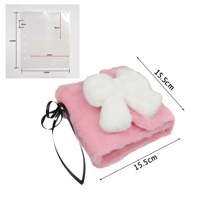 A7 Plush Bow Idol Photocard Binder Kpop Pictures Album Cute Collect Storage Book Loose-leaf Photocard Holder Card Storage