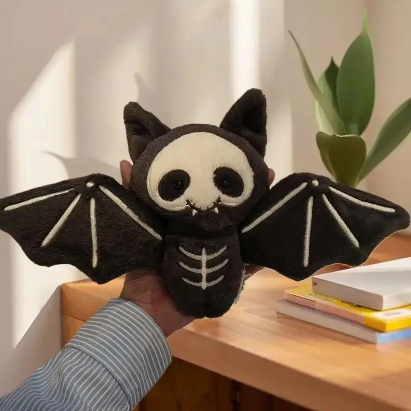 Lindo llavero muñeco de calavera de murciélago relleno, juguete de peluche Kawaii, regalo de Halloween, colgante de bolso, decoración de mochila