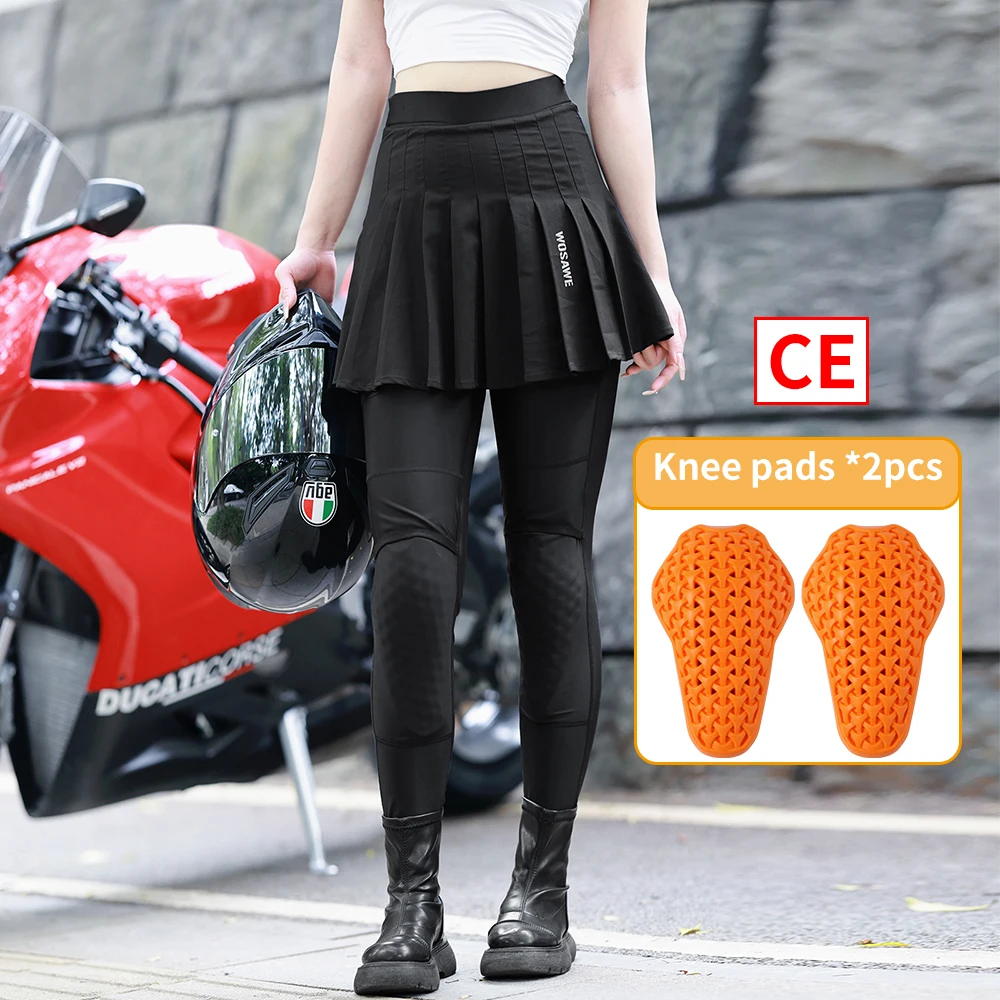 

WOSAWE Women Motorcycle Pants Skirts Breathable Mesh Female Motorbike Trousers Riding Tights Skirts Elastic