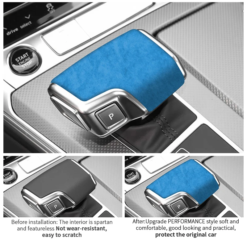 For Audi A6 A7 C8 (2019-2025) Sport Gear Shift Knob Cover Boot Trim Sticker Made of Alcantara Car Interior Tuning Accessories view 3