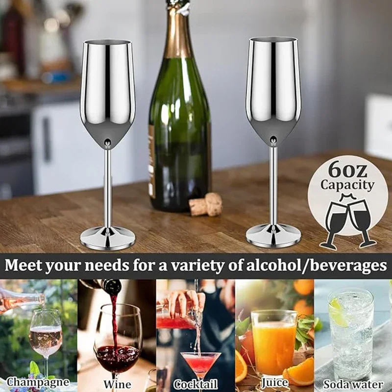 New Stainless steel wine glasses unbreakable metal cocktail glasses 220ml for drinking cocktails and wine in the at bar Cup