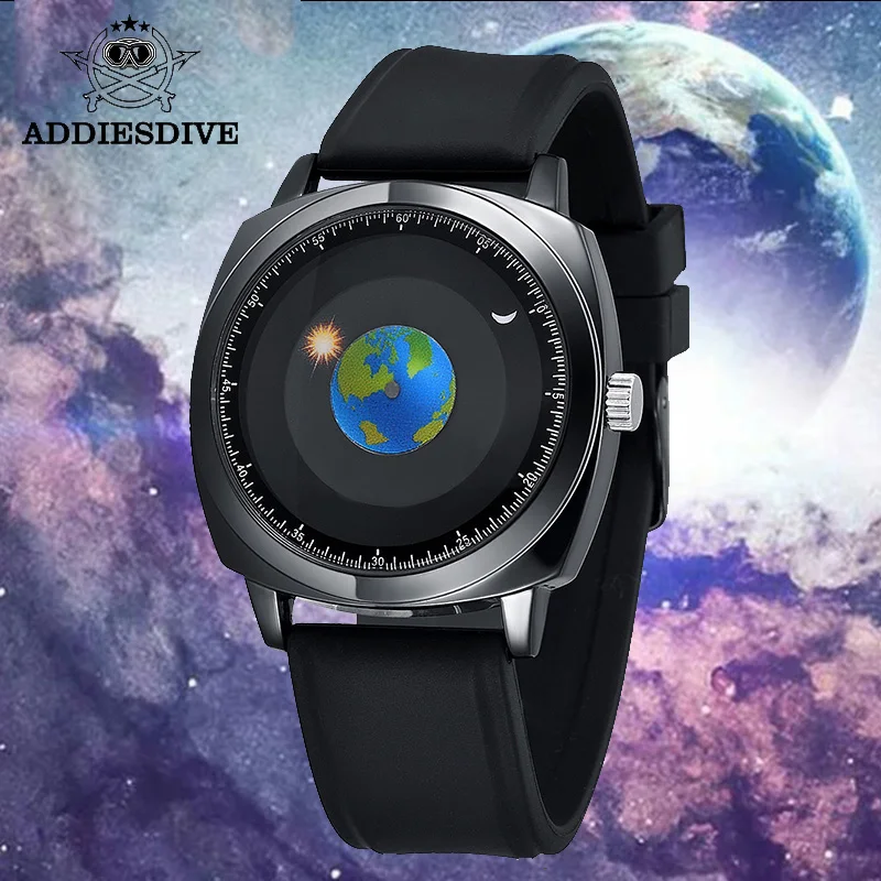 ADDIES Top brand Fashion Personality Creative Rotation Earth Watch waterproof Quartz Sport Watches Men's Watch Relogio Masculino