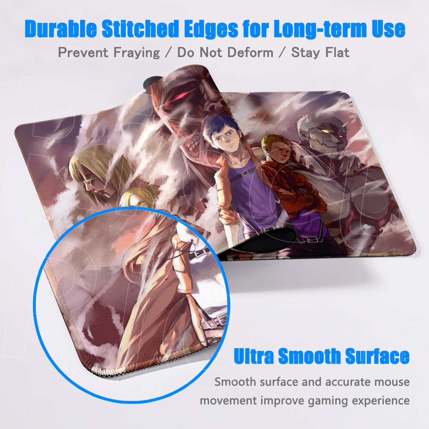 Large Computer Gaming Mousepad Anime Laptop Keyboard Carpet XXL Attack on Titan Stitch Edge Mouse Pad Non-slip Durable Table Mat