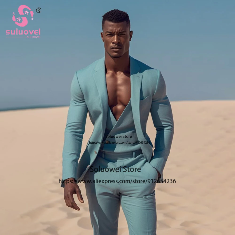 Trajes de boda de novio africano de moda para hombres, ajuste Delgado, conjunto de Panst de 3 piezas, cena Formal, fiesta, graduación, esmoquin