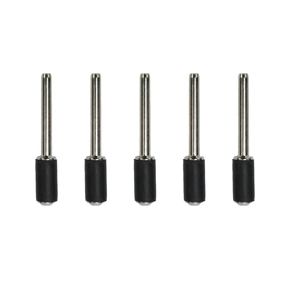 Mandriles de lijado de 5 piezas, vástago de goma de 0,39 pulgadas y 3,17mm, herramientas abrasivas plateadas, Kit de lijado de tambor negro, herramientas rotativas de Metal