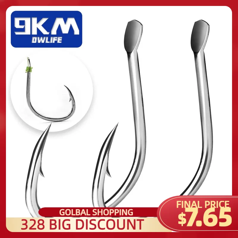 9KM Live Bait Hooks Saltwater Fishing Hooks 25~100Pcs Eyeless Fishing Hooks Wide Gap Catfish Hook Octopus Circle Hooks Barb Hook