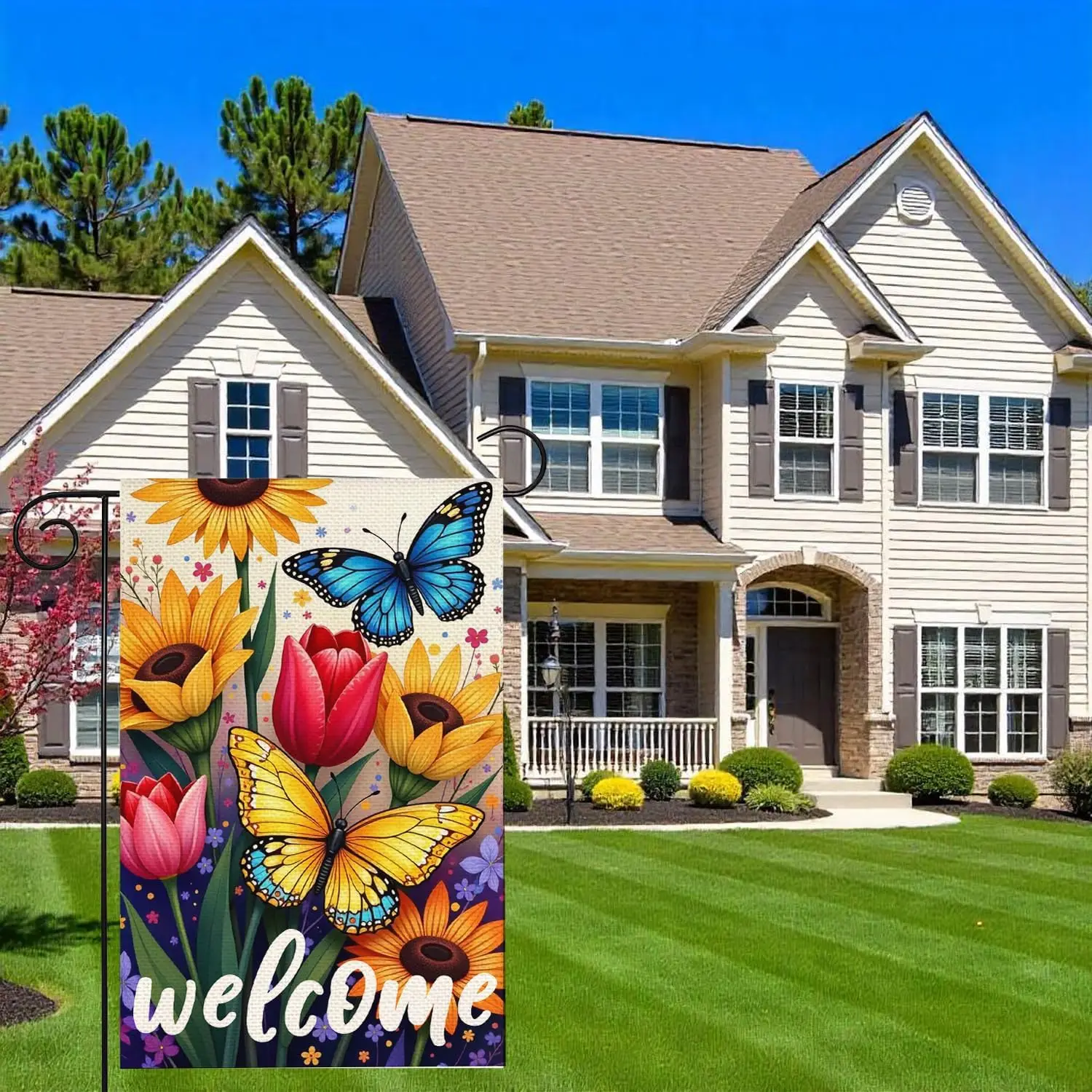 Spring Garden Flag 12x18 inch Double-side Burlap Welcome Flowers Butterfly Outdoor Yard Decoration GF03 YYD EEZ