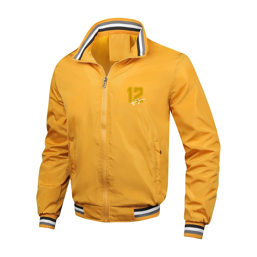 2025 Slim Hoodies Spring And Autumn Man's High Quality Coat Hero Ayrton Senna Signature Logo Print Solid Color Stripe Jacket