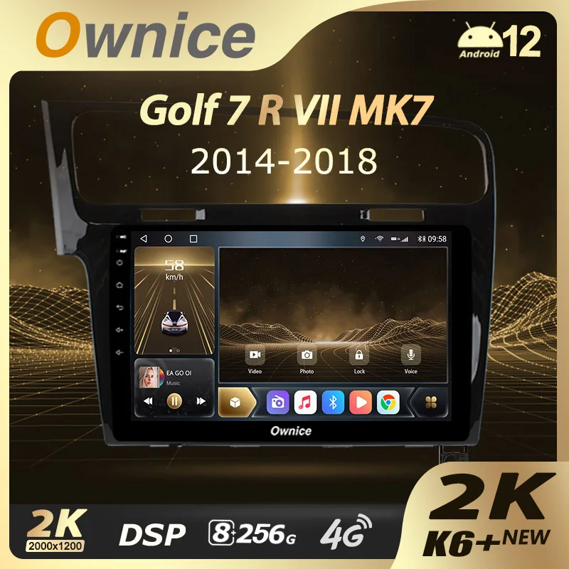 Ownice K6+ 2K 8+256 for Volkswagen Golf 7 2012 - 2020 Car Radio Multimedia Video Player Navi Stereo GPS Android 12 No 2din 2 Din