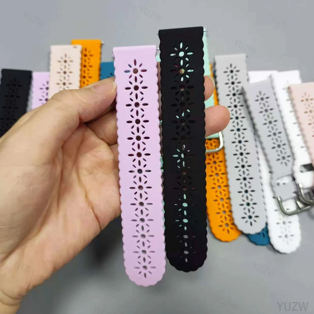 20mm 22mm hole Silicone Band for Samsung Galaxy Watch 7 6 5 4 for Huawei GT5 4 3 GT2 pro bracelet for Garmin Vivoactive 6 strap