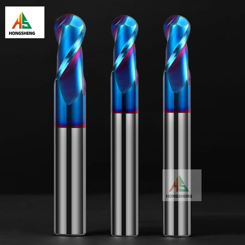 HRC55 65 2 Flute Ball Nose End Mill Tungsten Carbide Cutter Milling Tool R0.5 R12345 6mm 8mm 10mm 16 20MM CNC Router Bit