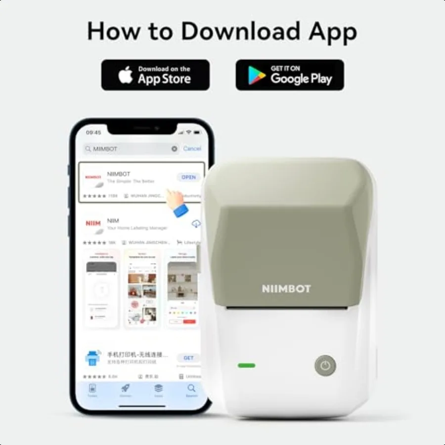 B1 Label Maker hine with Tape Thermal Label Printer Easy to Use for Office Home Busin 2 Inch Label Maker with 2'' x1.18'' Label