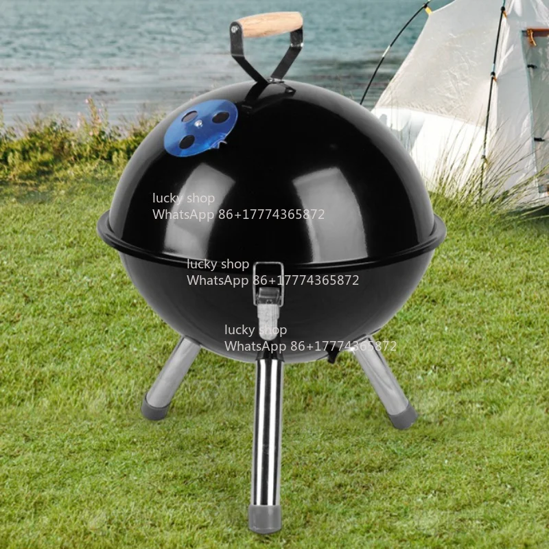 Round Football Stove Household Small Barbecue Grill Portable Covered Oven Outdoor