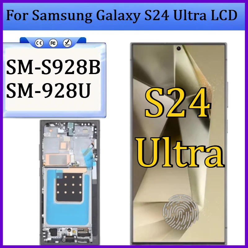 

Новый TFT/OLED дисплей для Samsung Galaxy S24 Ultra LCD SM-S928B SM-928U, сенсорный экран с рамкой для S24Ultra LCD