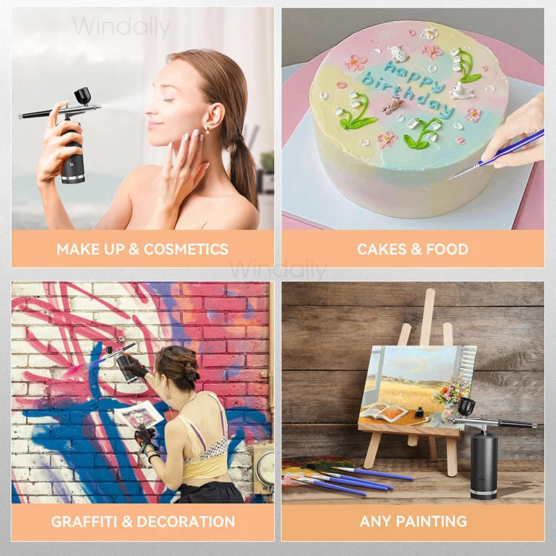 Airbrush-Nagel mit Kompressor, tragbare Luftbürste mit Kompressor für Nägel, Kunst, Kuchen, Malerei, Handwerk, Airbrush, Nagelkunst-Kompressor