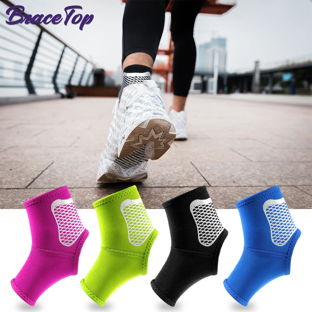 BraceTop Sports Ankle Support Brace Elastic High Protect Guard Band Men Women Running Basketball Fitness Foot Heel Wraps Bandage