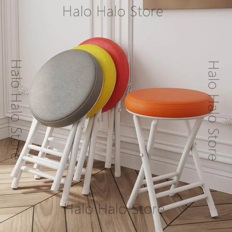 Simple collapsible stool household space saving high round stool outdoor plastic stool portable