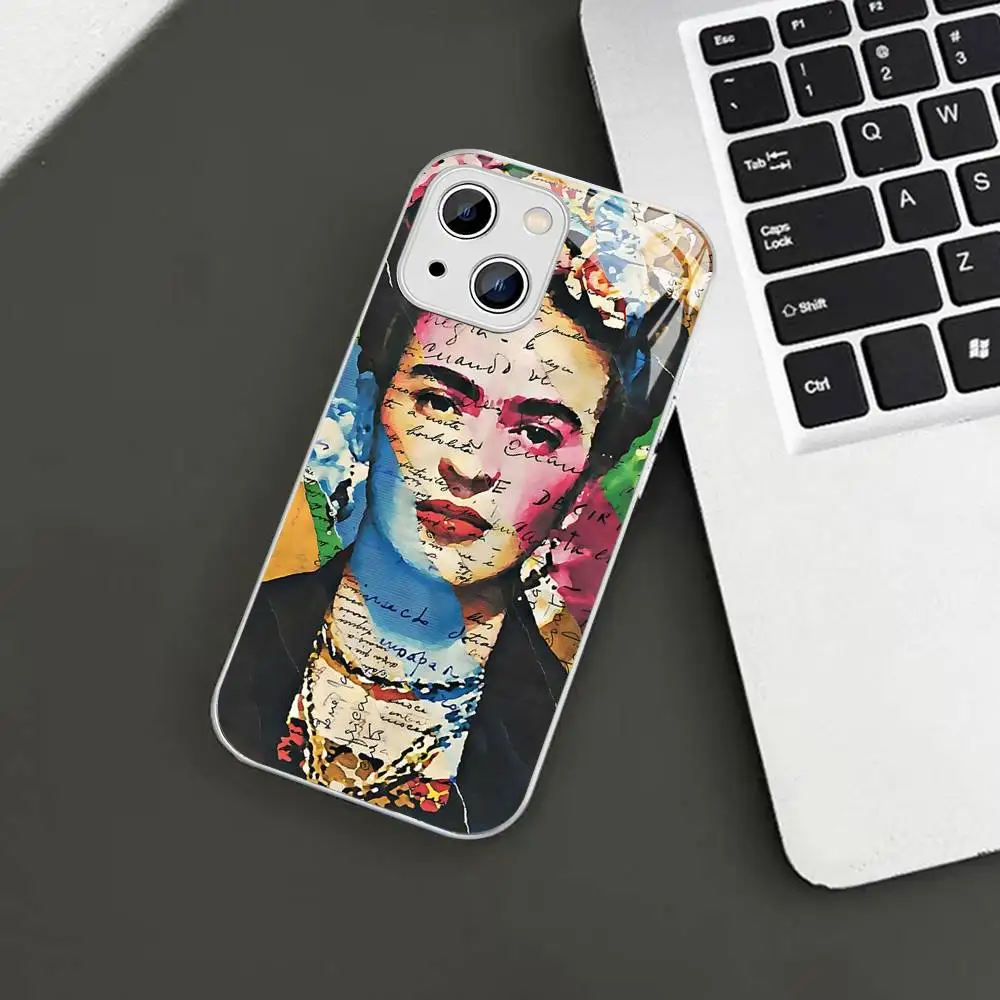 패션 프리다 카홀스 폰 케이스 강화유리 아이폰 14 13 12 11 프로 미니 XS 맥스 14플러스 X XS XR 커버