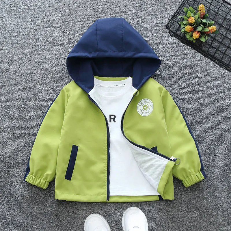 2024 Fashion Baby Boys Jackets Spring Autumn Kids Hooded Windbreaker Coat Letter Sport Outerwear Children Clothing 2-12 Yearsr