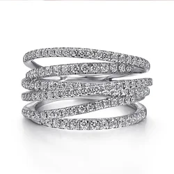Huitan Trendy Female Luxury Wedding Band Brilliant Zirconia Cross Finger Ring Statement Jewelry Fashion Party Accessories Gift
