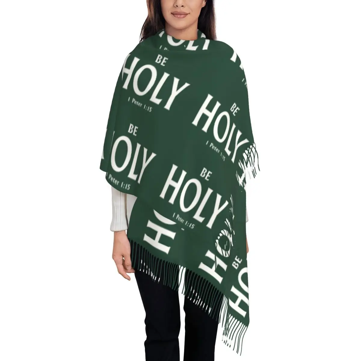 Custom Be Holy Christian Jesus Quotes Scarf Women Fashion Winter Fall Shawl Wraps Tassel Wraps