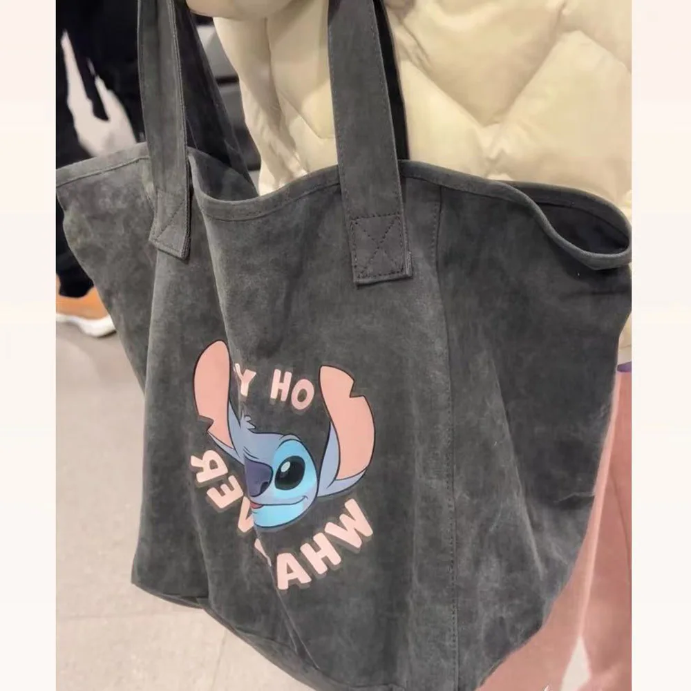 Kawaii Stitch Cartoon Handbag Large Capacity Tote Casual All-Match Satchel Shopping Storage Bag Outdoor Fashion Backpacks Female