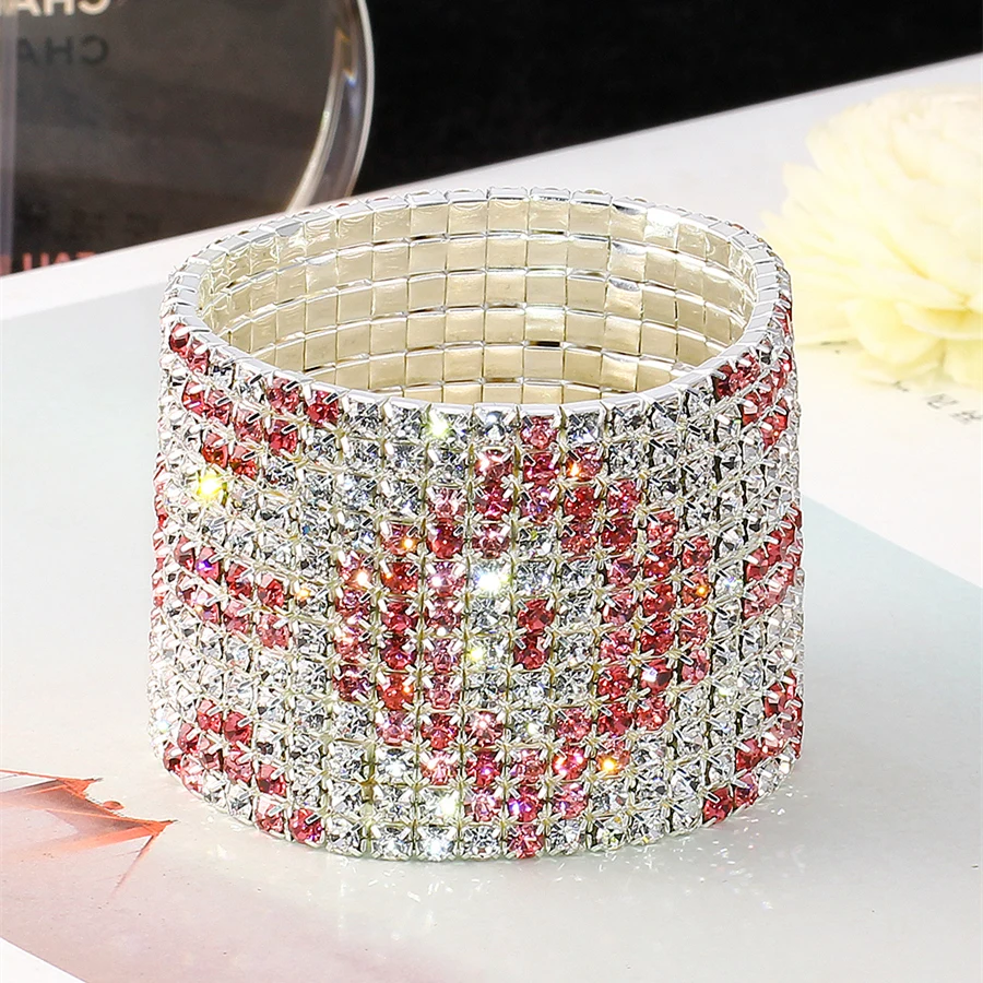 Fashion Rhinestone Stretch Bracelets Femme Elastic Crystal Bracelets For Women Bling Girl Gift Wedding Bridal Jewelry