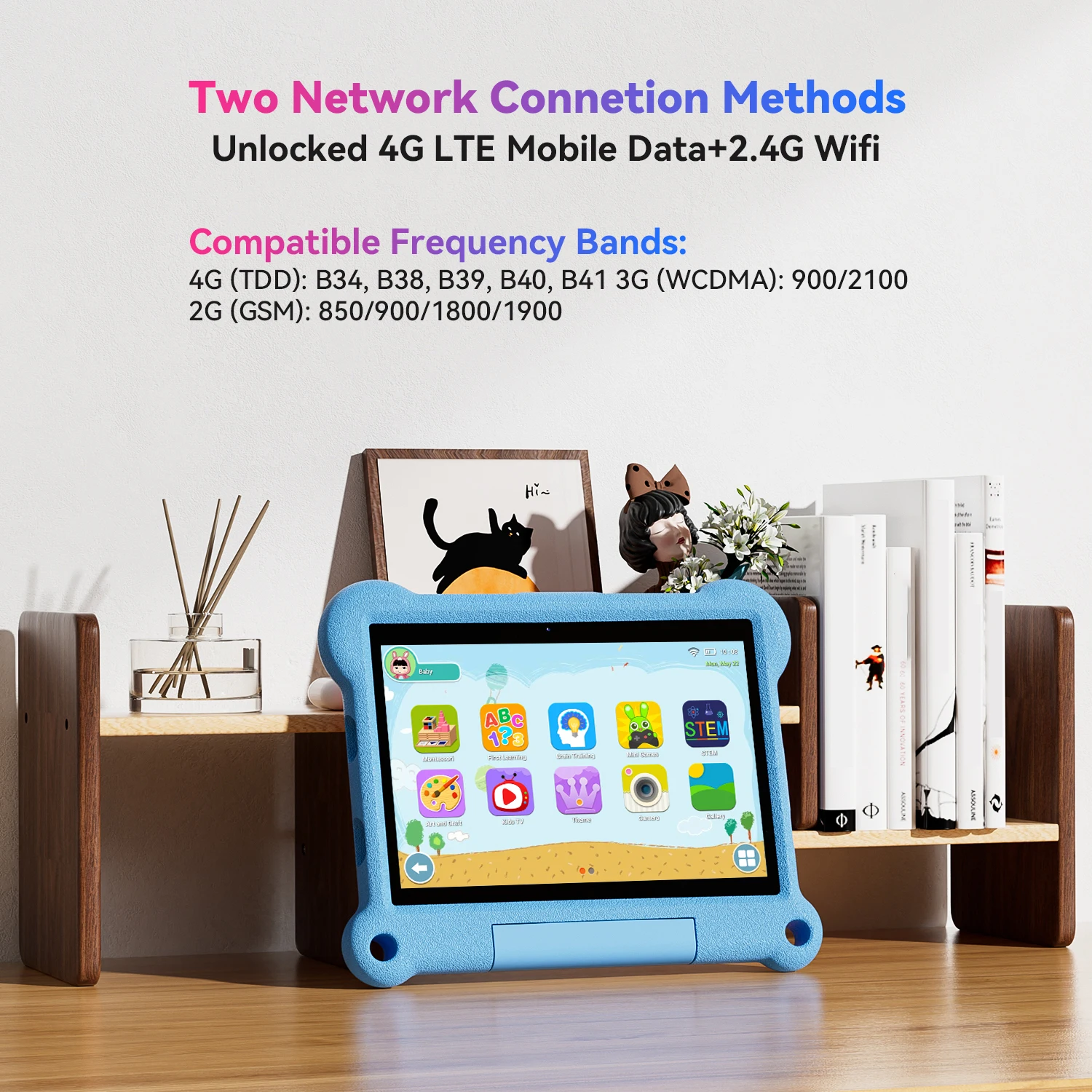 Adreamer Kids Tablet 10.1 Inch IPS Android 14 4GB RAM 64GB ROM WIFI Google Play For Children Kids Study Gaming Age 3-14