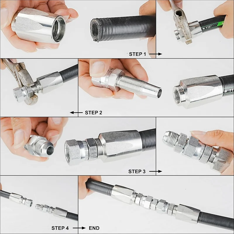

ABUF-2PCS Reusable Hydraulic Fittings Hydraulic Hose Field Repair Kit