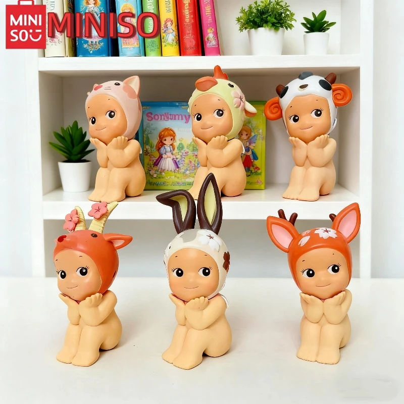 

Совместимая кукла Sonny Angel Miniso: забавная раскладная слепая коробка, стоячий дизайн с вишневым цветком, случайный выбор для коллекционеров игрушек