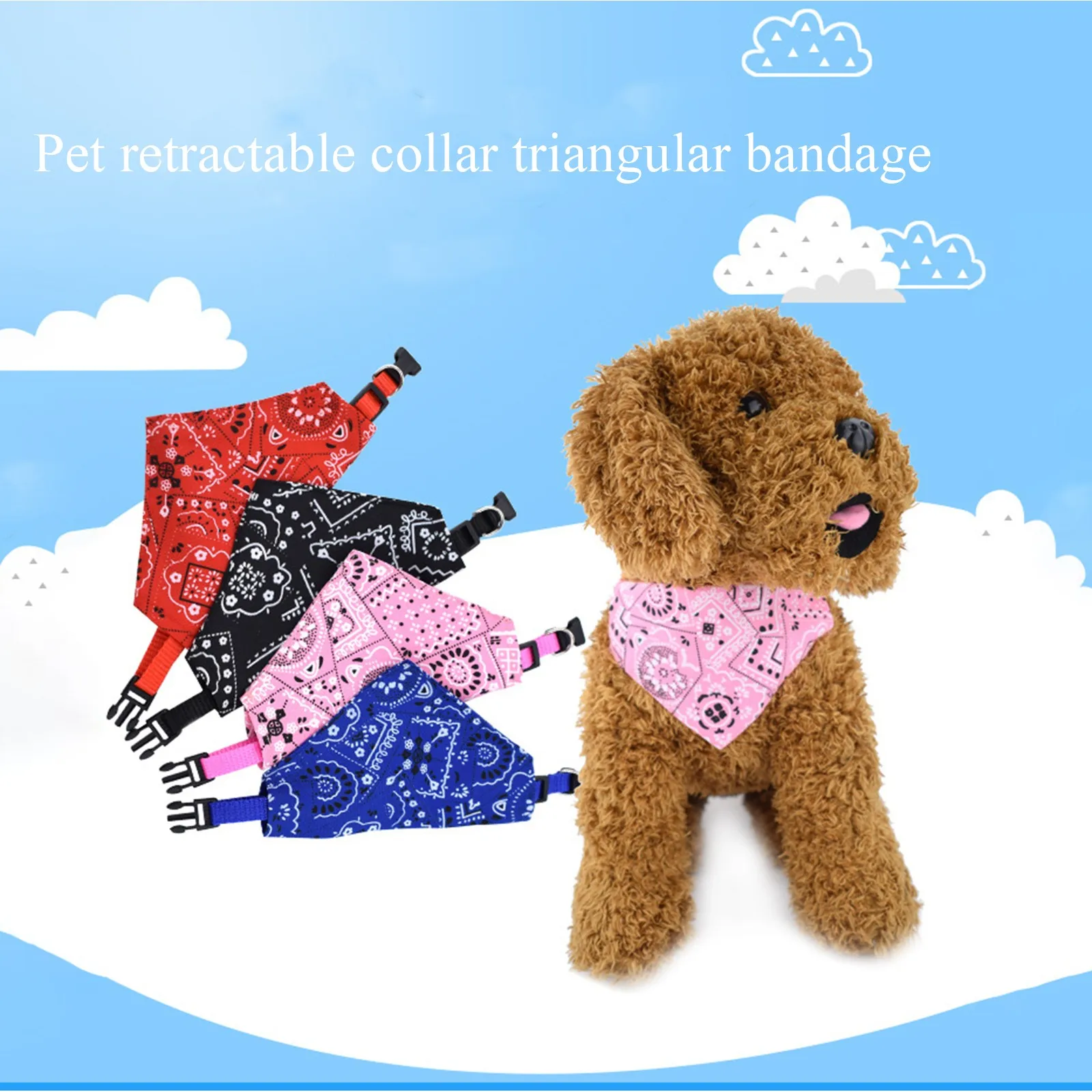 الحيوانات الأليفة المطبوعة وشاح كلب صغير القط قابل للسحب طوق وشاح طوق بكلاب باندانا وشاح طوق قابل للتعديل الكلب عصابات طوق جرو #1