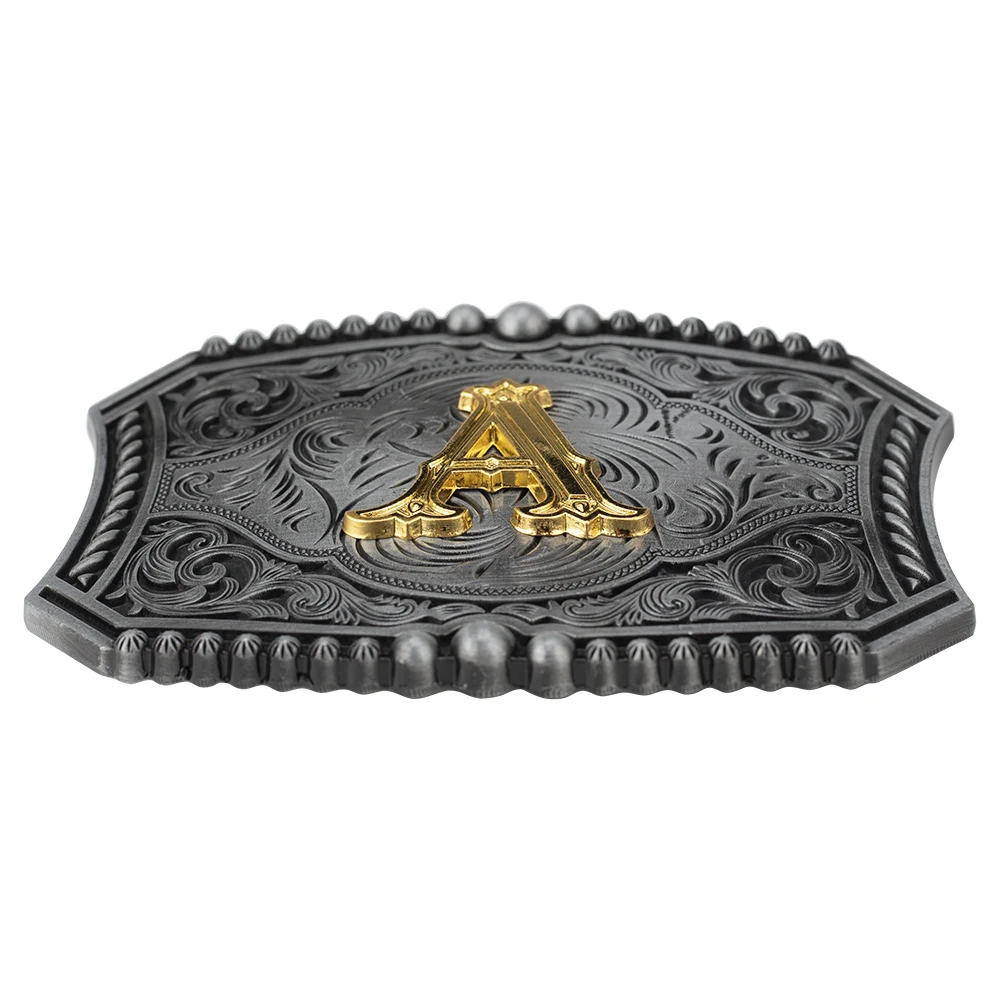 Unisex Zinc Alloy Belt Buckle, Cowboy ocidental, Letras A a Z, Unisex