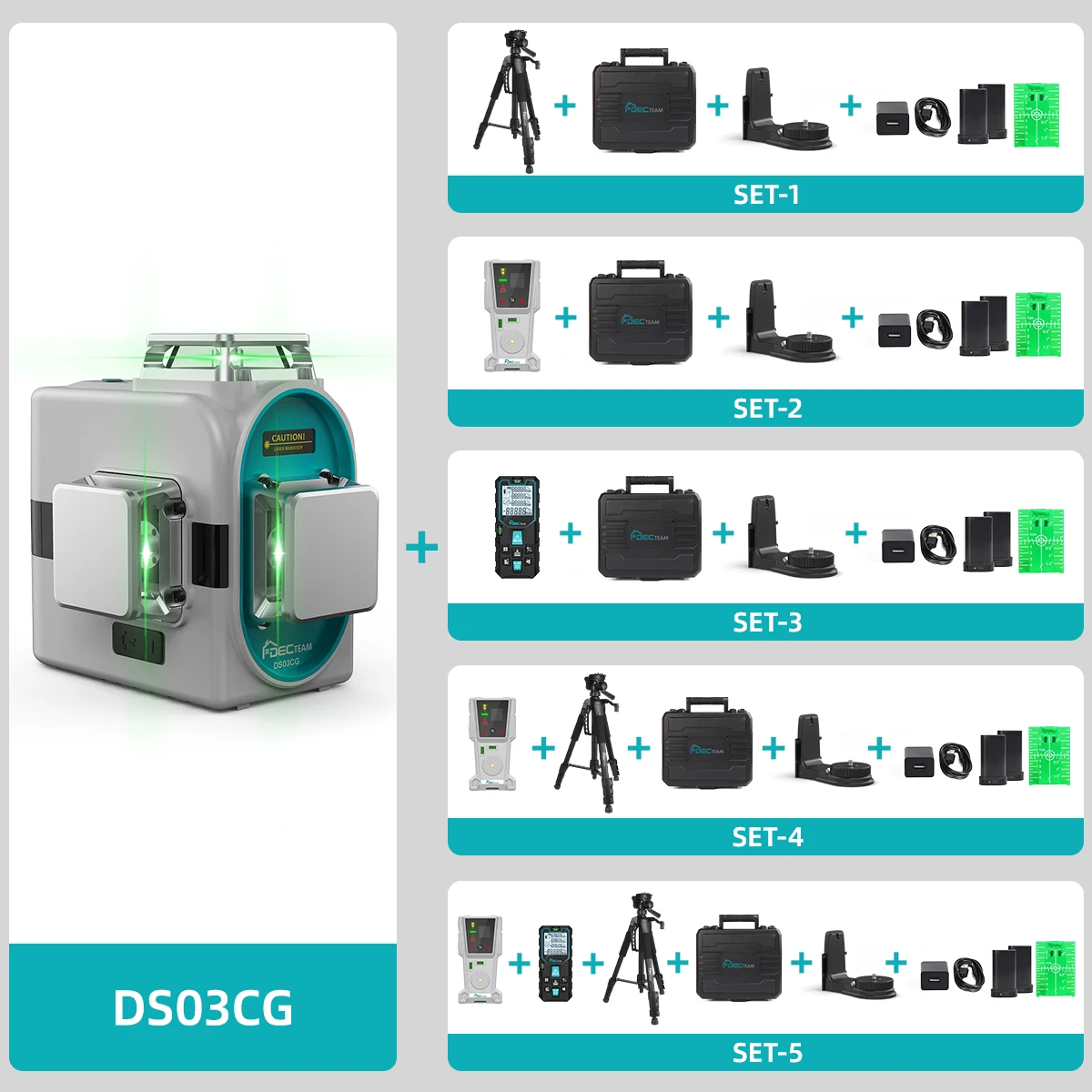 Imagem -06 - Decteam-green Feixe de Auto-nivelamento Cross Line Tool Kit com Adaptador Tripé Receptor Telêmetro 12 Linhas 3d