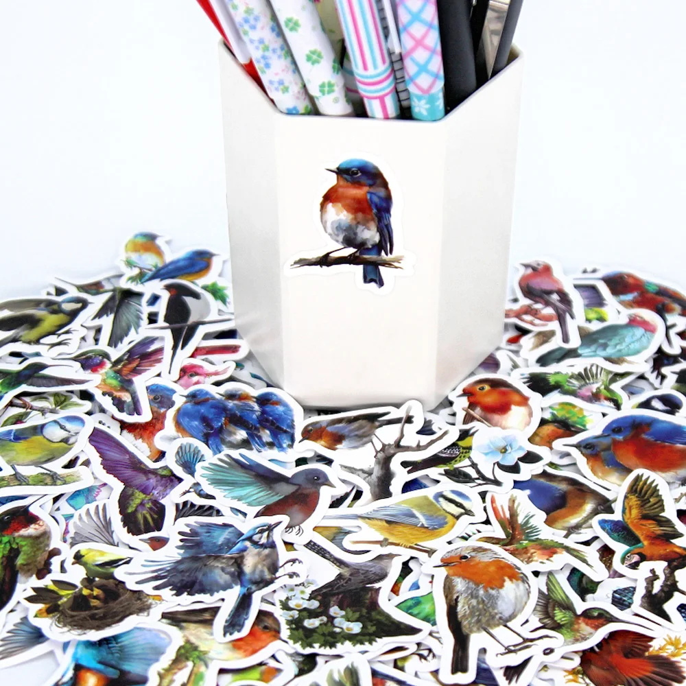 Cute Stickers Pack Kawaii Birds Aesthetic Stationery Supplies Lot Office School Teacher Scrapbooking Supplies Korean Paper Txt