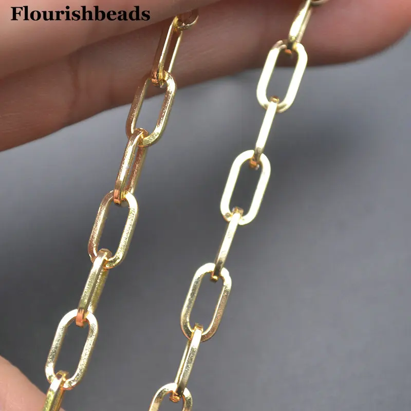 

3 метра 4X11 мм квадратная скрепка для бумаг в форме 18-каратного золота, ожерелье, браслет, цепочки для изготовления ювелирных изделий