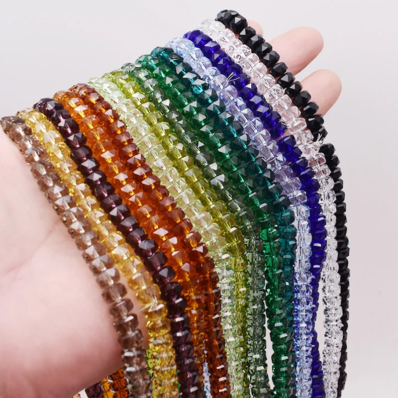 8mm about 75pcs/bag Transparent Color Wheel Shape Crystal Glass Beads Faceted Round Glass Loose Beads For Jewelry Making DIY