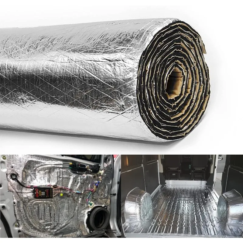 Estera aislante de aislamiento acústico y térmico para automóvil S/M/L, capó de puerta de algodón con aislamiento térmico de papel de aluminio de 5mm y 10mm de espesor